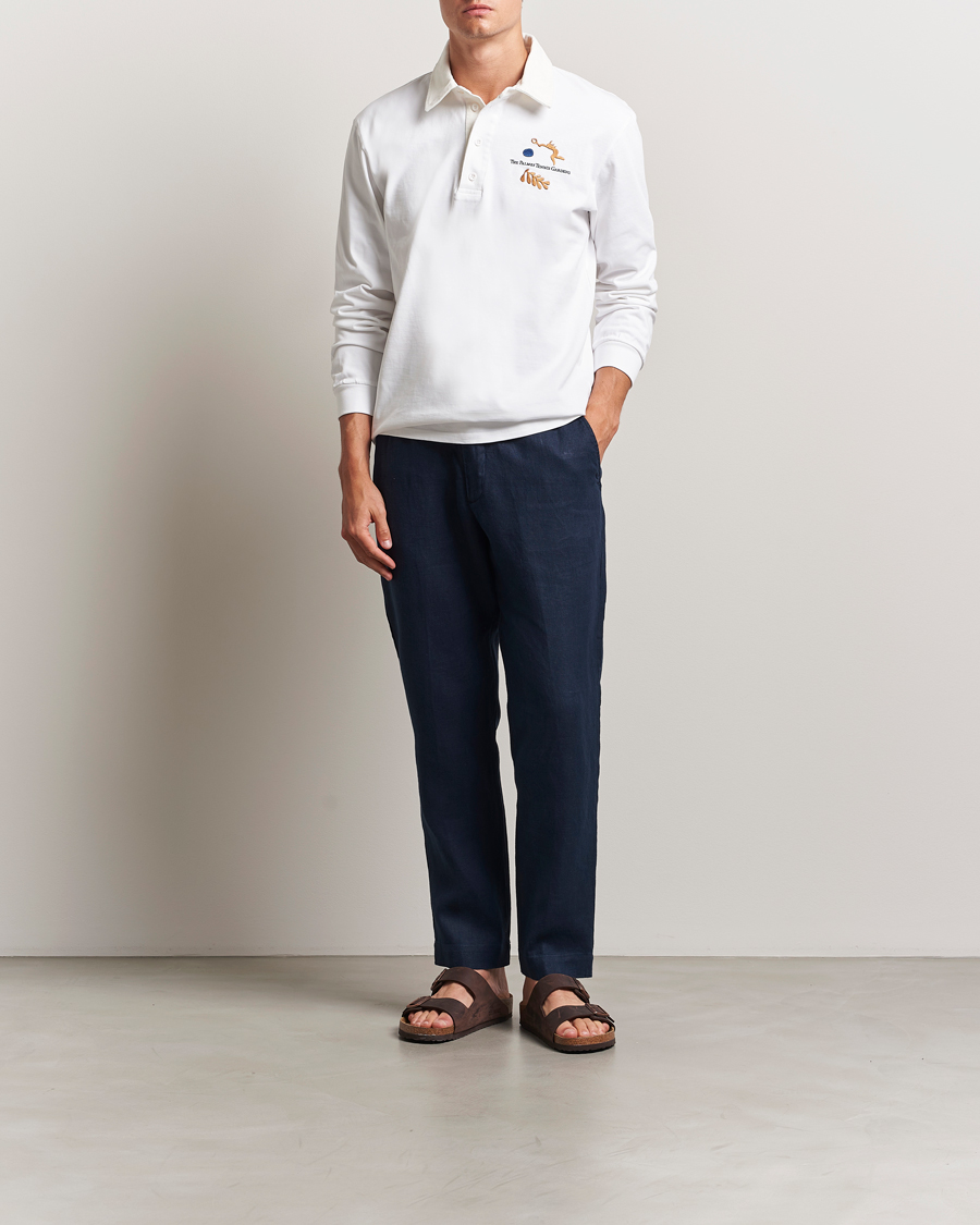 Mies | Housut | NN07 | Billie Linen Drawstring Trousers Navy Blue