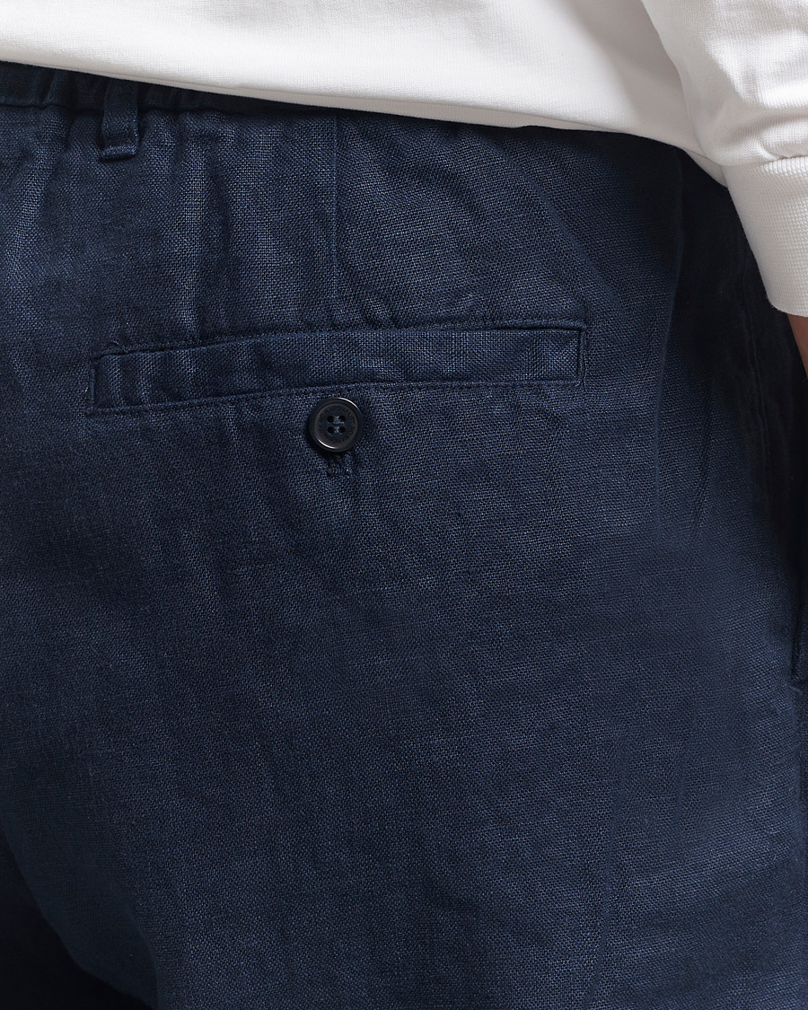 Mies | Housut | NN07 | Billie Linen Drawstring Trousers Navy Blue