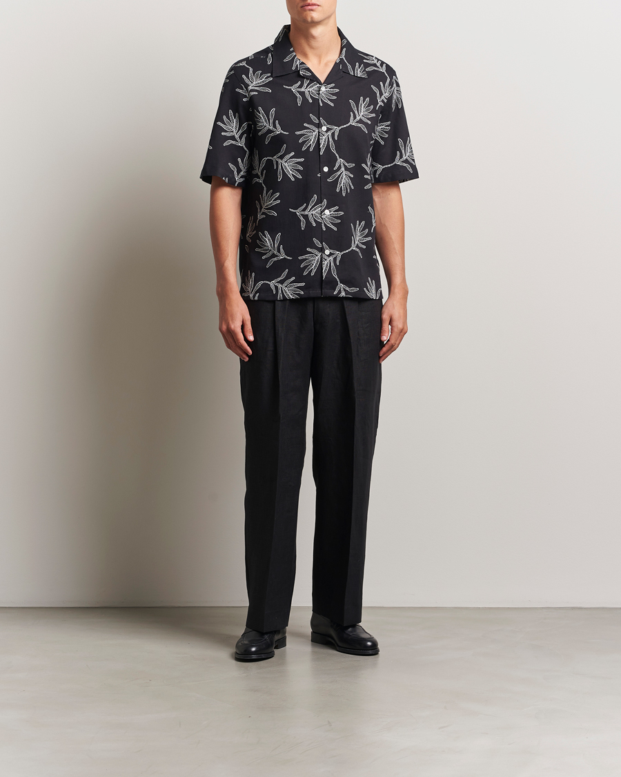 Mies | Kauluspaidat | NN07 | Ole Printed Cotton/Lyocell Resort Shirt Black