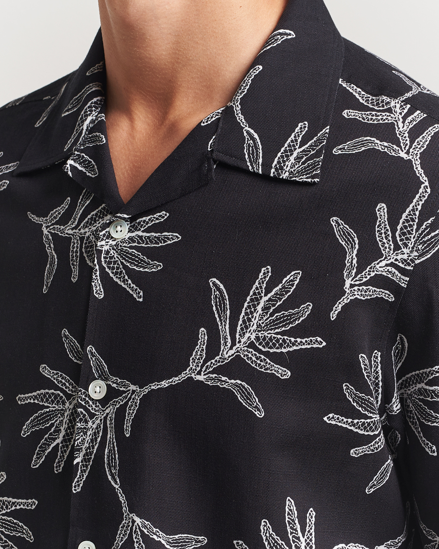 Mies | Kauluspaidat | NN07 | Ole Printed Cotton/Lyocell Resort Shirt Black