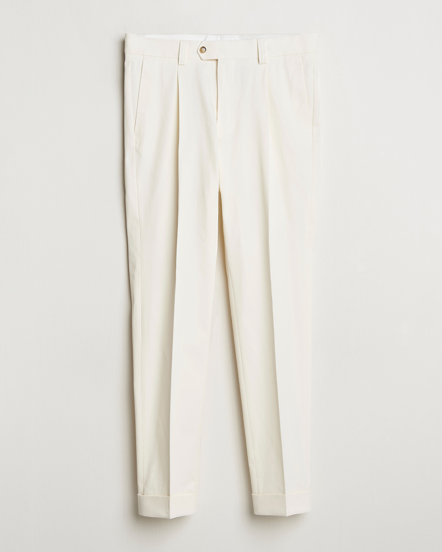Mies | Housut | Tiger of Sweden | Tenuta Pleated Cotton Trousers Soft White