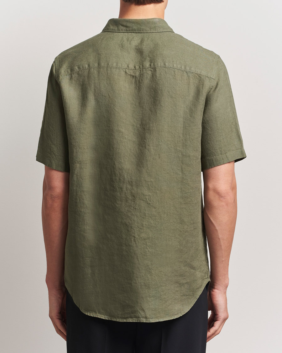 Mies | Kauluspaidat | NN07 | Enzo Linen Short Sleeve Shirt Capers Green