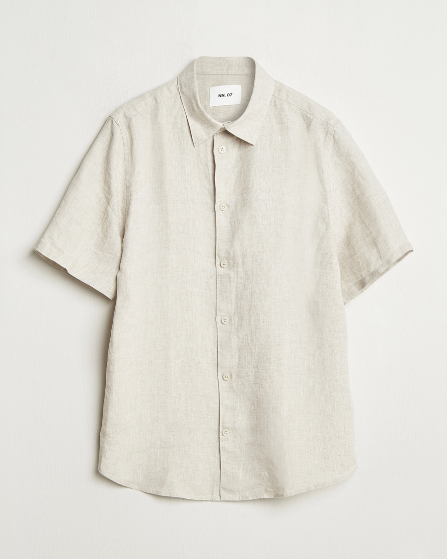 Mies | Kauluspaidat | NN07 | Enzo Linen Short Sleeve Shirt Oat