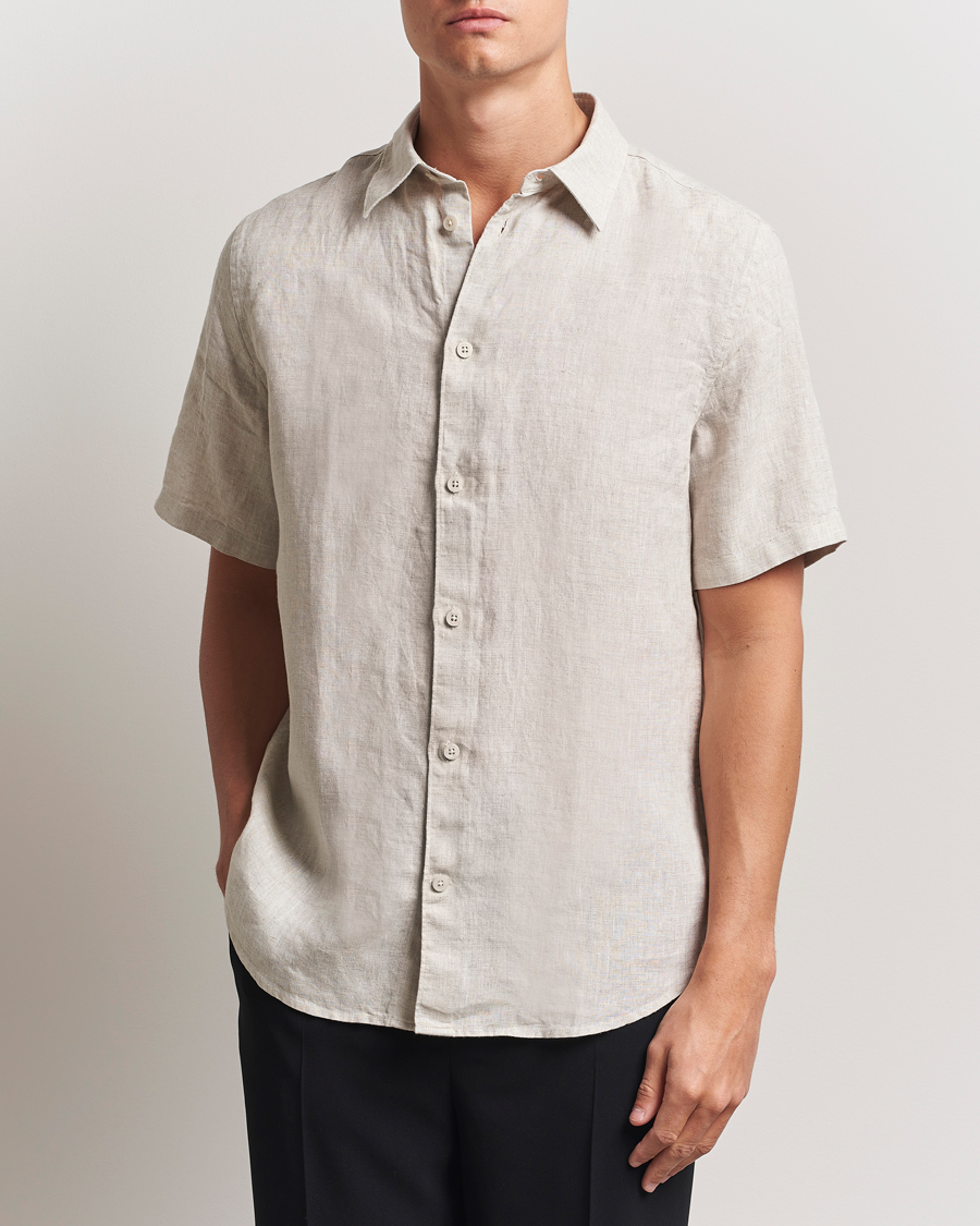 Mies | Kauluspaidat | NN07 | Enzo Linen Short Sleeve Shirt Oat