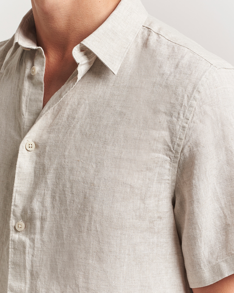 Mies | Kauluspaidat | NN07 | Enzo Linen Short Sleeve Shirt Oat