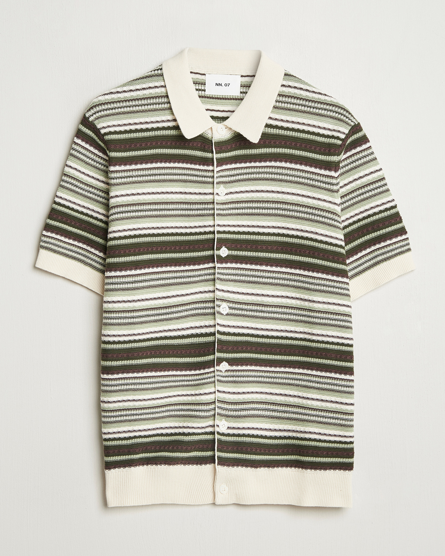 Mies | Kauluspaidat | NN07 | Nolan Knitted Striped Short Sleeve Shirt Multi