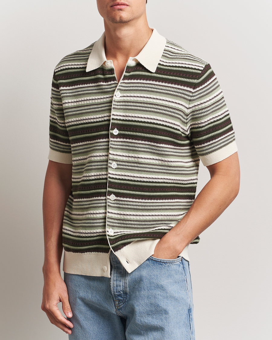 Mies | Kauluspaidat | NN07 | Nolan Knitted Striped Short Sleeve Shirt Multi