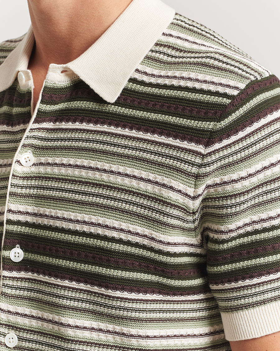 Mies | Kauluspaidat | NN07 | Nolan Knitted Striped Short Sleeve Shirt Multi