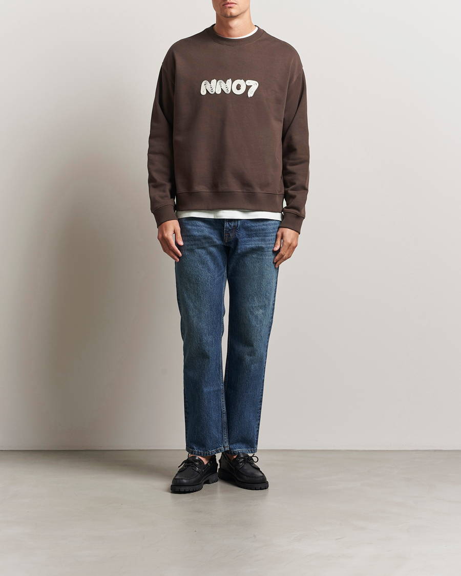 Mies | Puserot | NN07 | David Rope Logo Crew Neck Sweatshirt Coffee