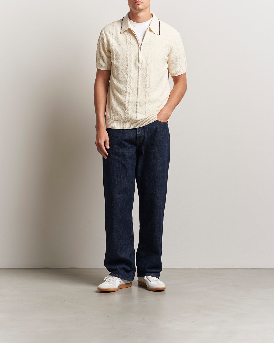 Mies | Pikeet | NN07 | Gustav Bouclé Half Zip Polo Ivory