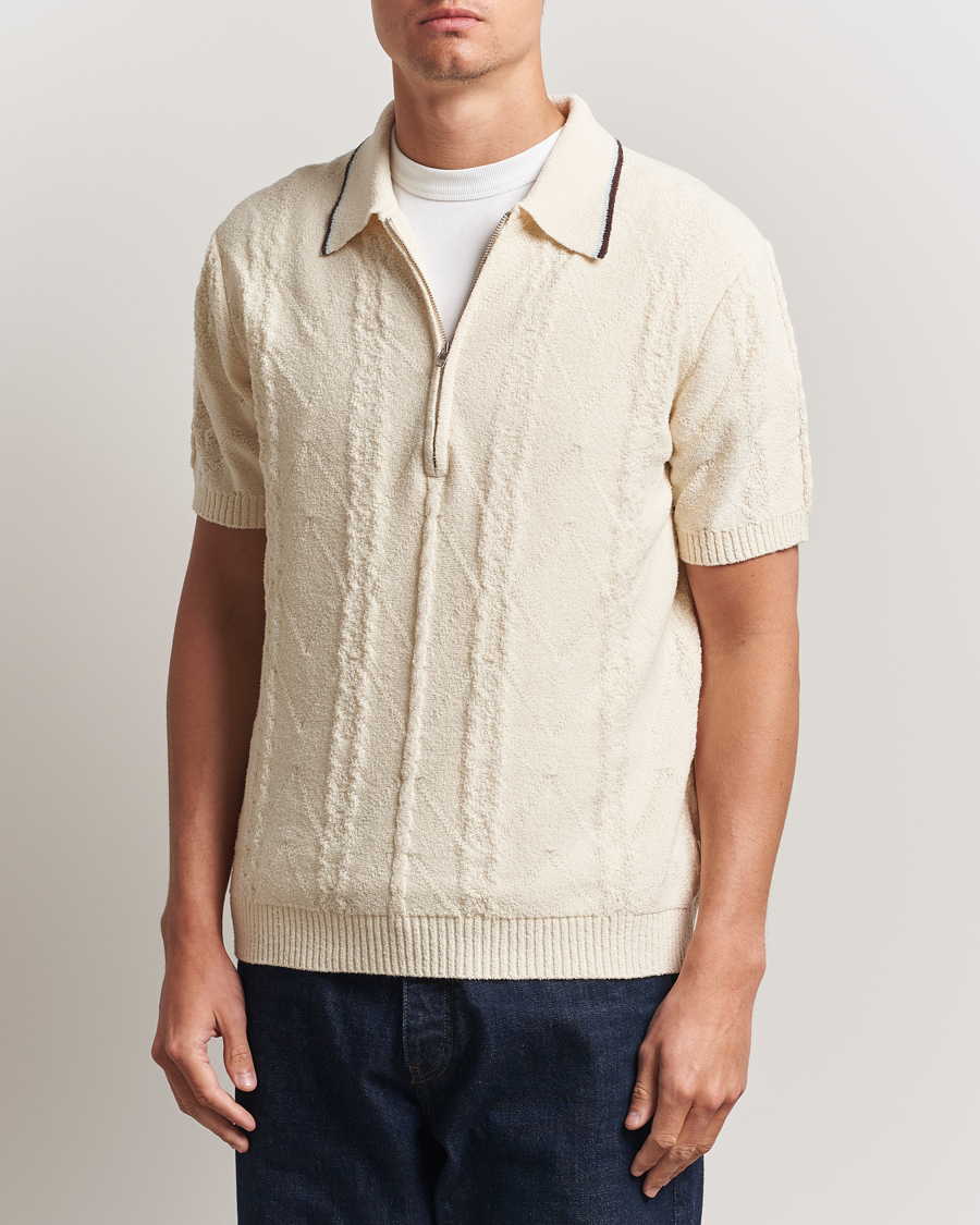 Mies | Pikeet | NN07 | Gustav Bouclé Half Zip Polo Ivory