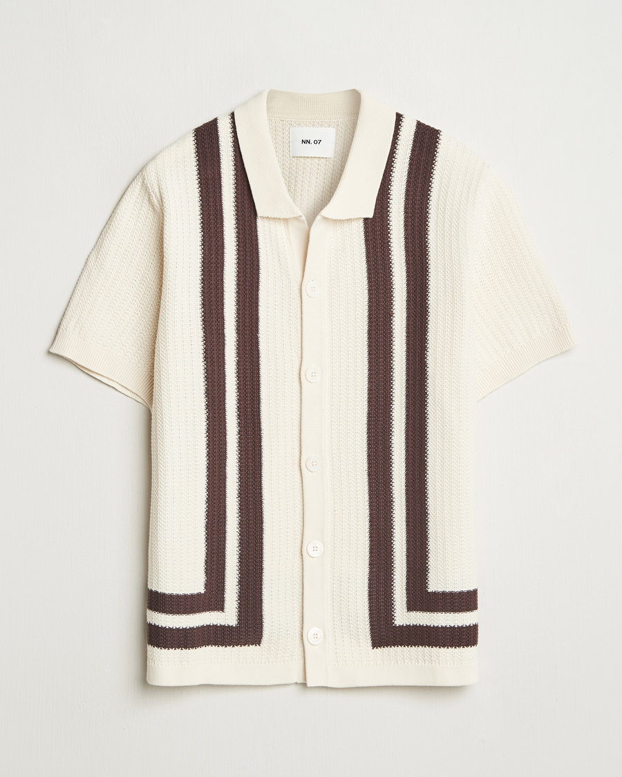 Mies | Kauluspaidat | NN07 | Ares Knitted Short Sleeve Shirt Ivory