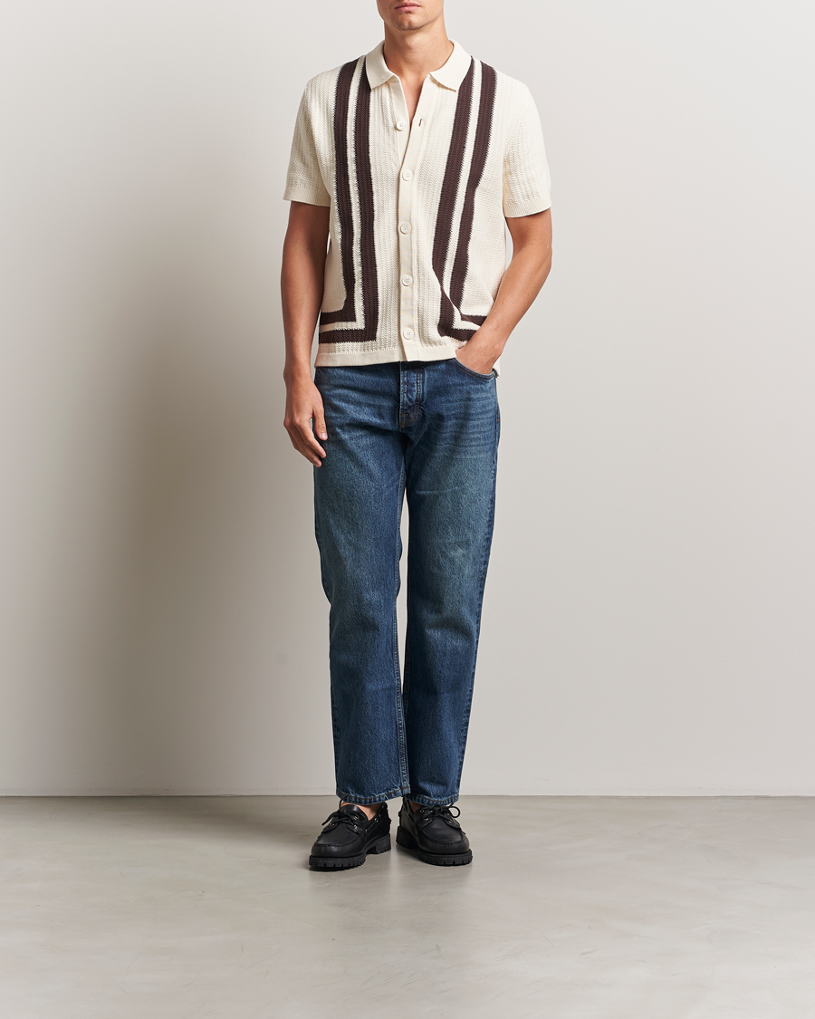 Mies | Kauluspaidat | NN07 | Ares Knitted Short Sleeve Shirt Ivory
