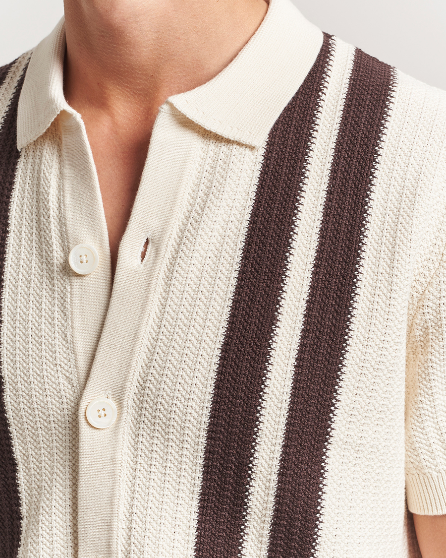 Mies | Kauluspaidat | NN07 | Ares Knitted Short Sleeve Shirt Ivory