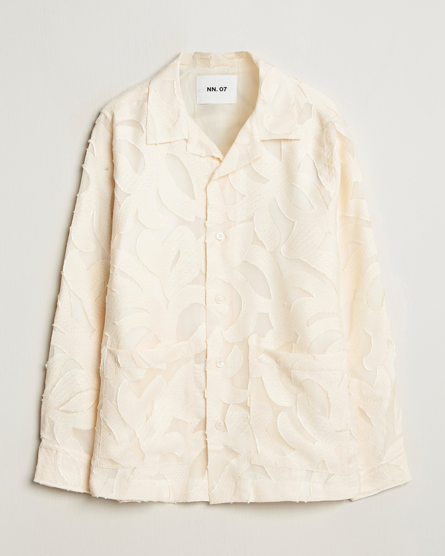 Mies | Kauluspaidat | NN07 | Hank Fil-Coupé Jacquard Overshirt Off White