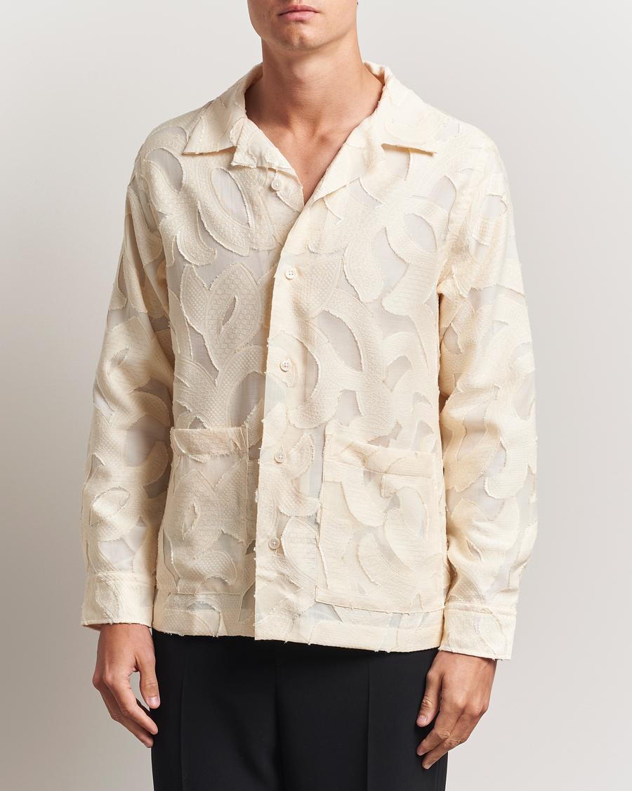 Mies | Kauluspaidat | NN07 | Hank Fil-Coupé Jacquard Overshirt Off White