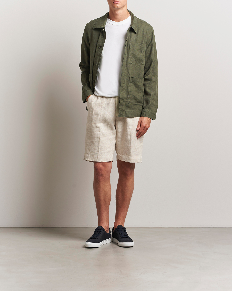 Mies | Kauluspaidat | NN07 | Olav Linen Overshirt Croc Green