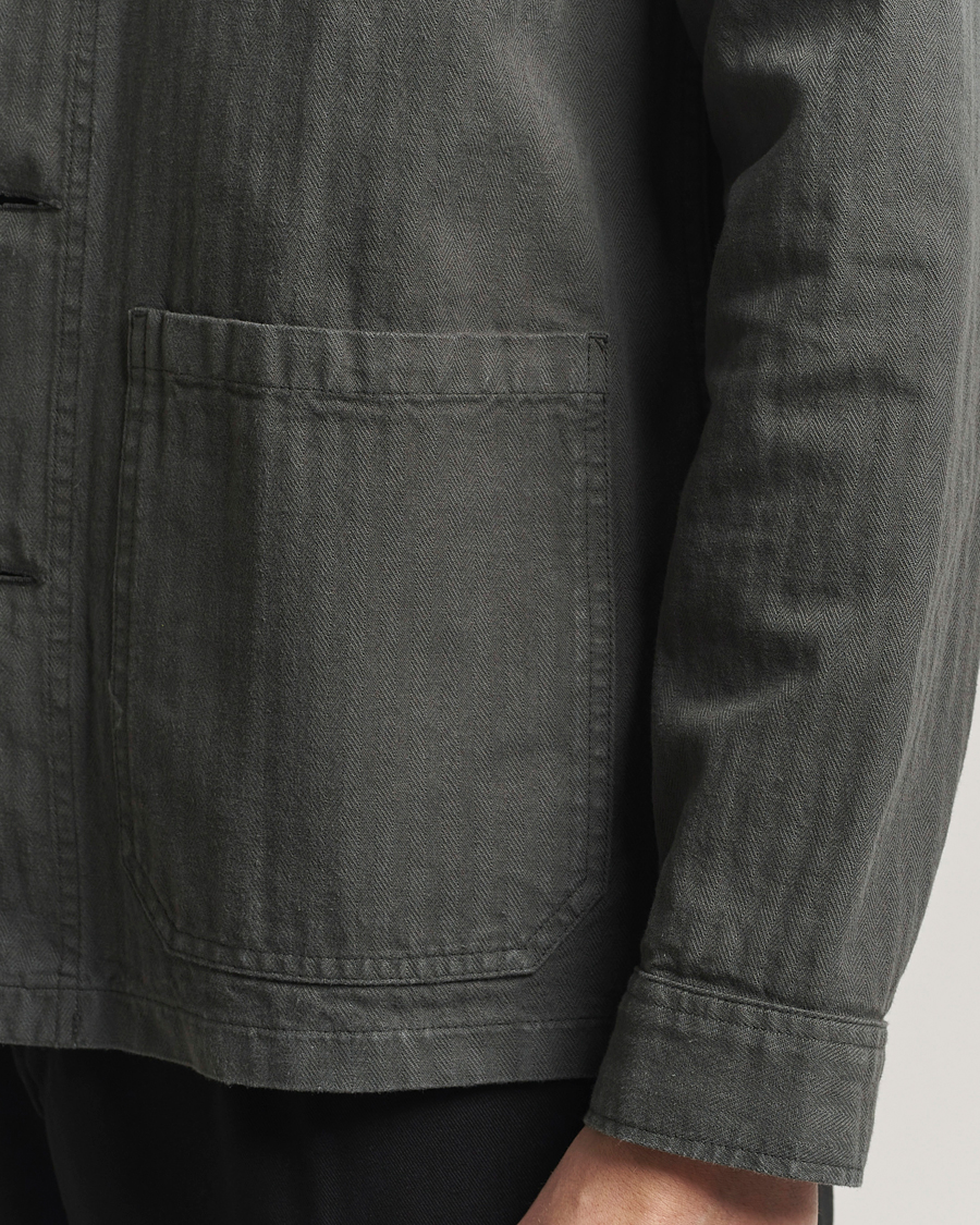 Mies | Takit | A Day's March | Herringbone Overshirt Olive