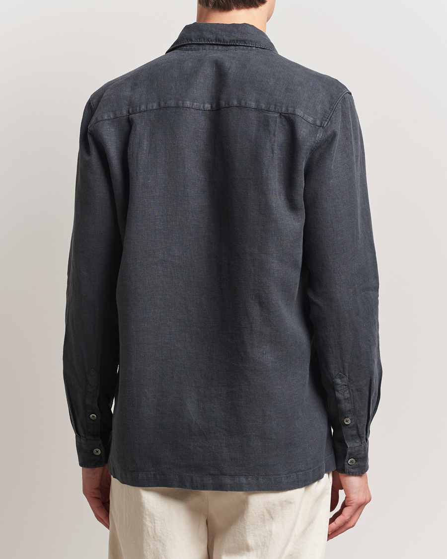 Mies | Kauluspaidat | A Day's March | Clean Cut Linen Shirt Off Black