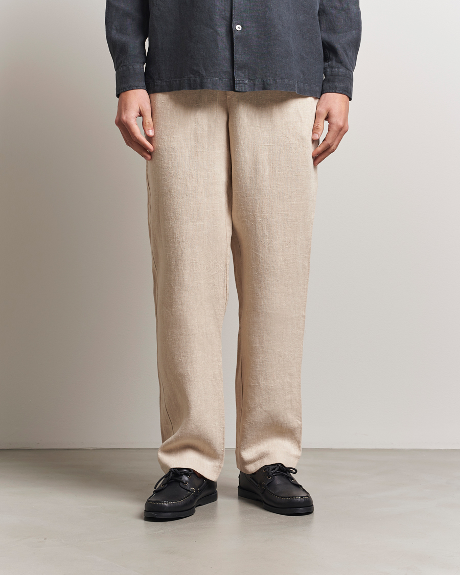 Mies | Housut | A Day's March | Tamiat Drawstring Linen Trousers Oyster