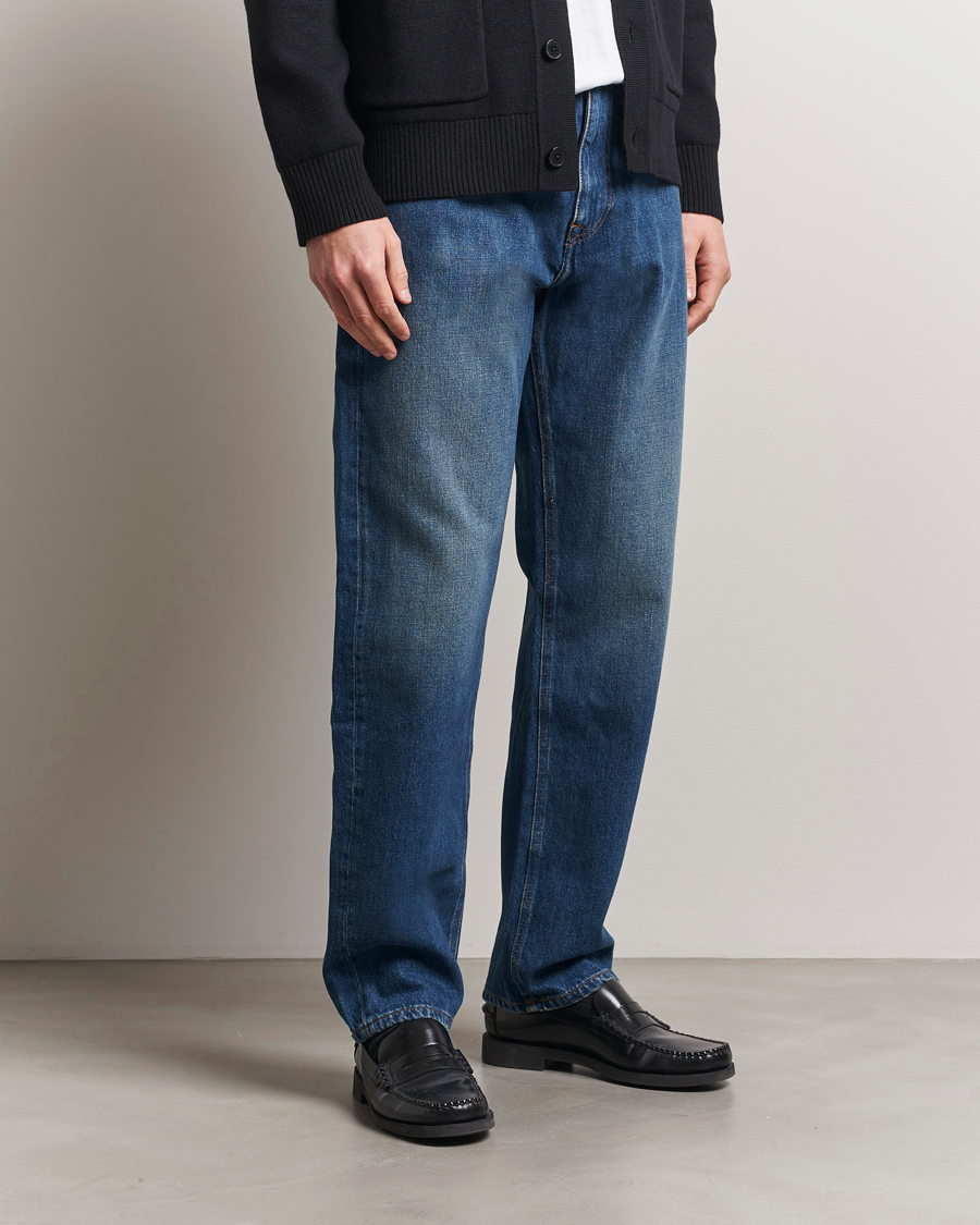 Mies | Farkut | A Day's March | Denim Nr3 Straight Fit Worn Mid Blue