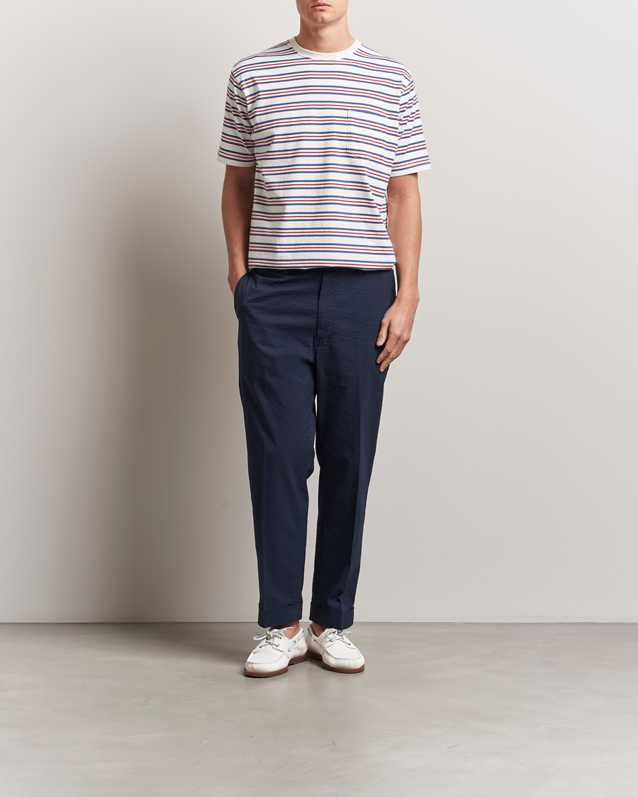 Mies | T-paidat | BEAMS PLUS | Short Sleeve T-Shirt Blue/Red Stripe
