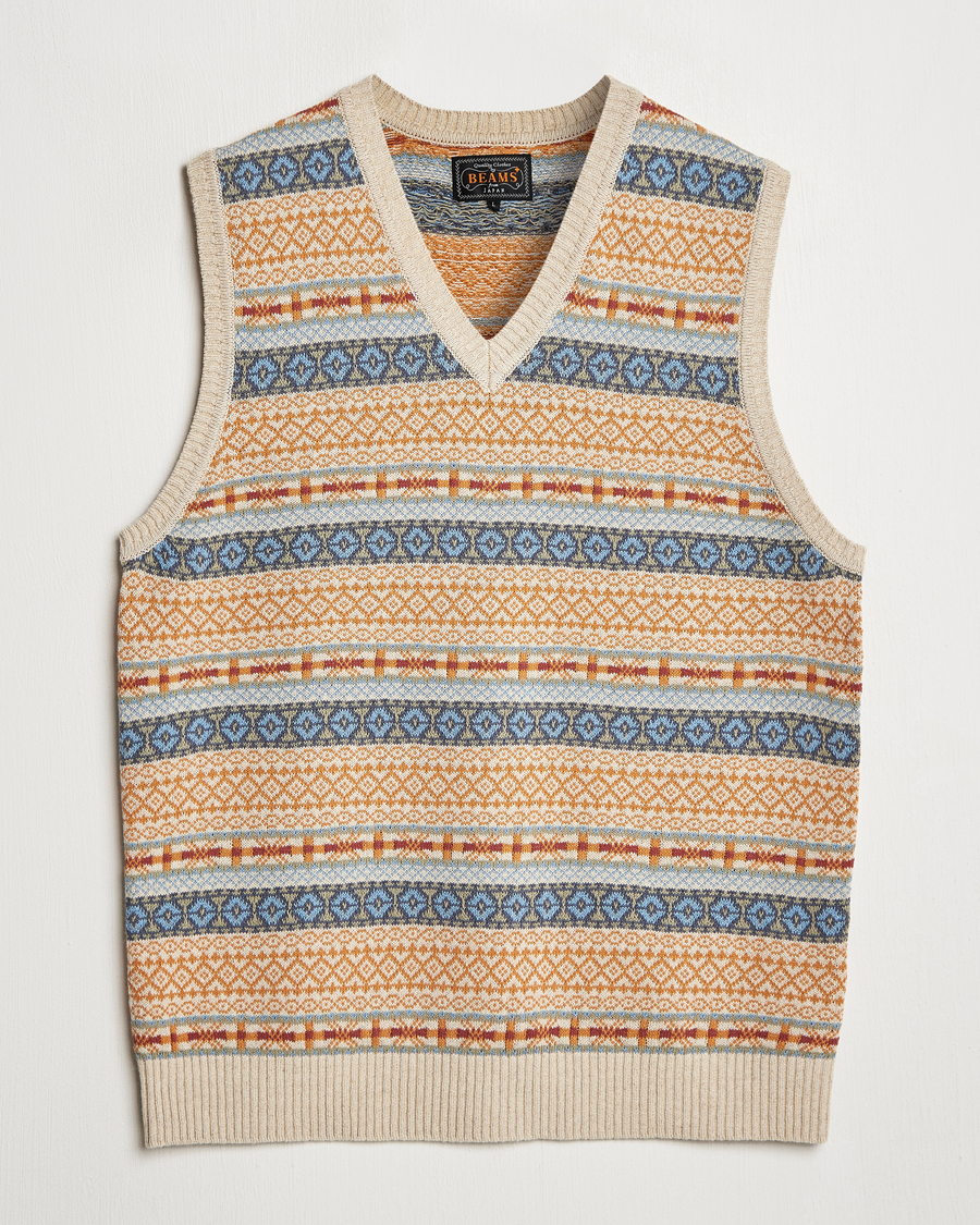 Mies | Puserot | BEAMS PLUS | Fairisle Vest Beige