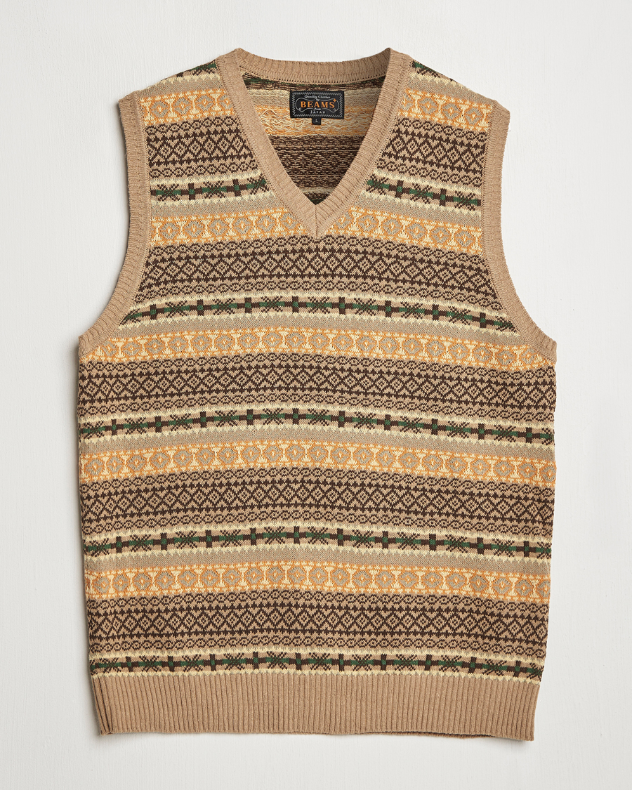 Mies | Puserot | BEAMS PLUS | Fairisle Vest Khaki