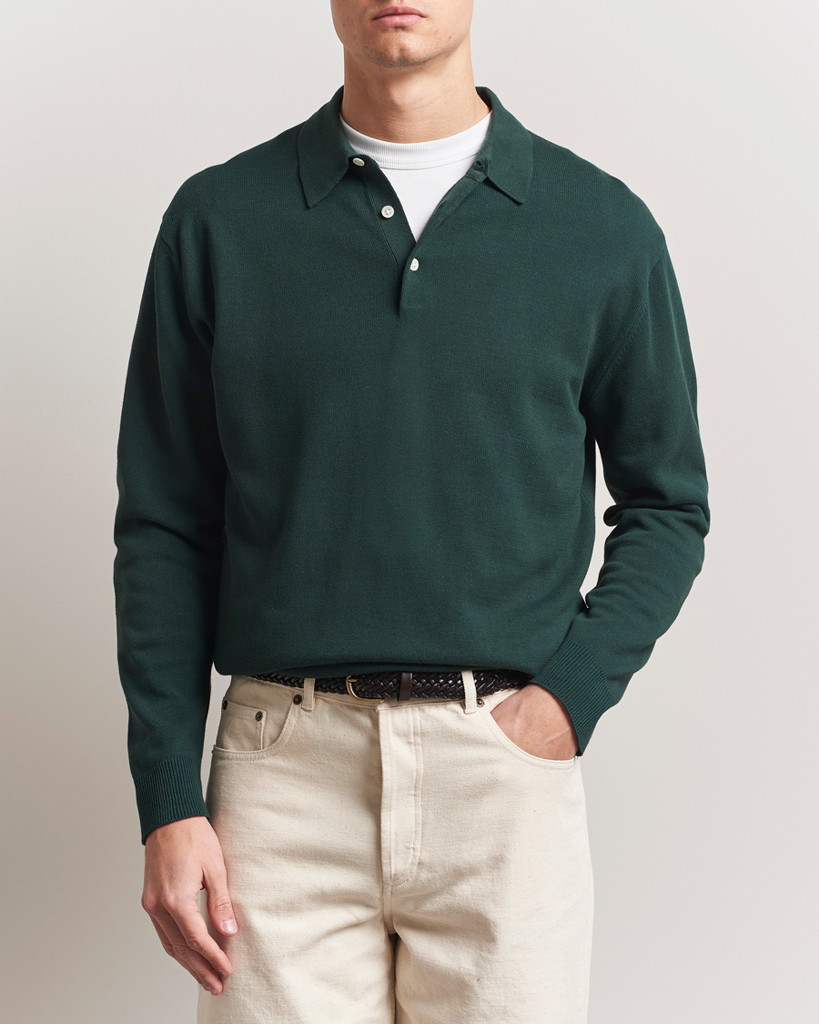 Mies | Puserot | BEAMS PLUS | Long Sleeve 12G Knit Polo Forest Green