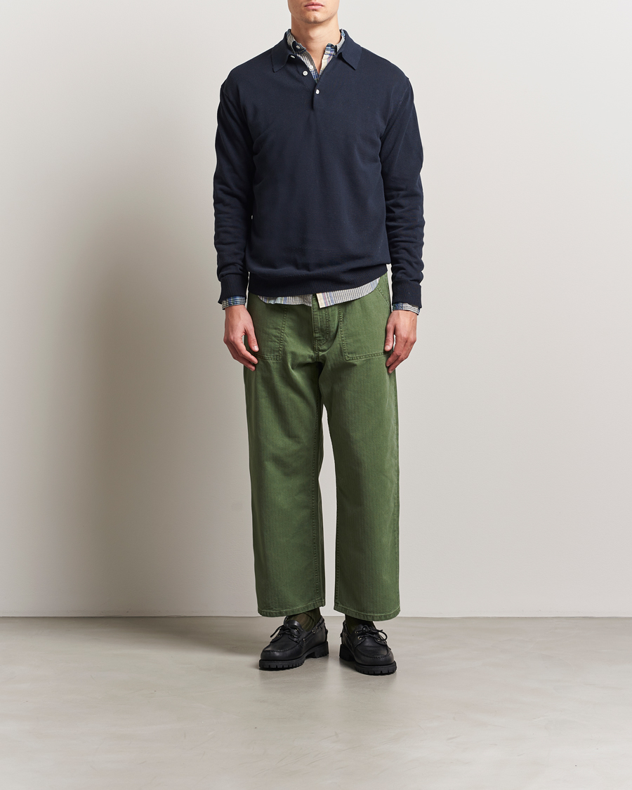 Mies | Puserot | BEAMS PLUS | Long Sleeve 12G Knit Polo Navy