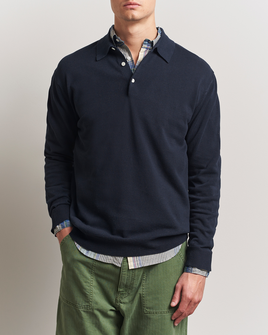Mies | Puserot | BEAMS PLUS | Long Sleeve 12G Knit Polo Navy