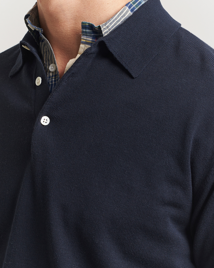 Mies | Puserot | BEAMS PLUS | Long Sleeve 12G Knit Polo Navy