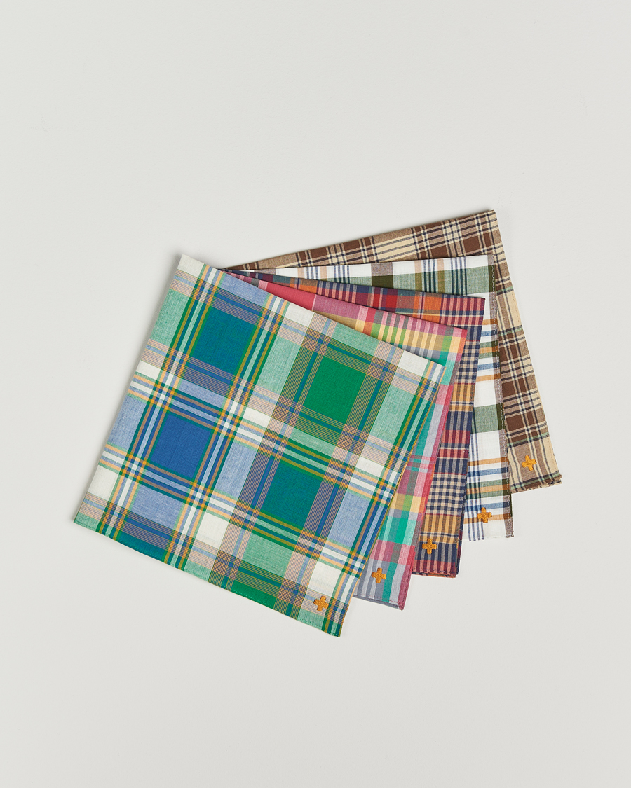 Mies | BEAMS PLUS 5-Pack Madras Handkerchiefs Multi Color | BEAMS PLUS | 5-Pack Madras Handkerchiefs Multi Color