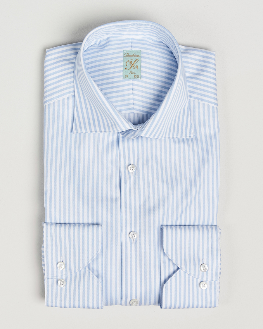 Mies | Kauluspaidat | Stenströms | 1899 Slim Striped Cotton Twill Shirt Blue/White