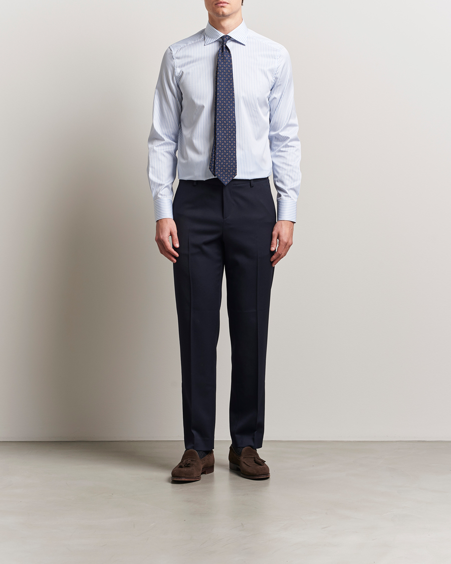 Mies | Kauluspaidat | Stenströms | 1899 Slim Striped Cotton Twill Shirt Blue/White