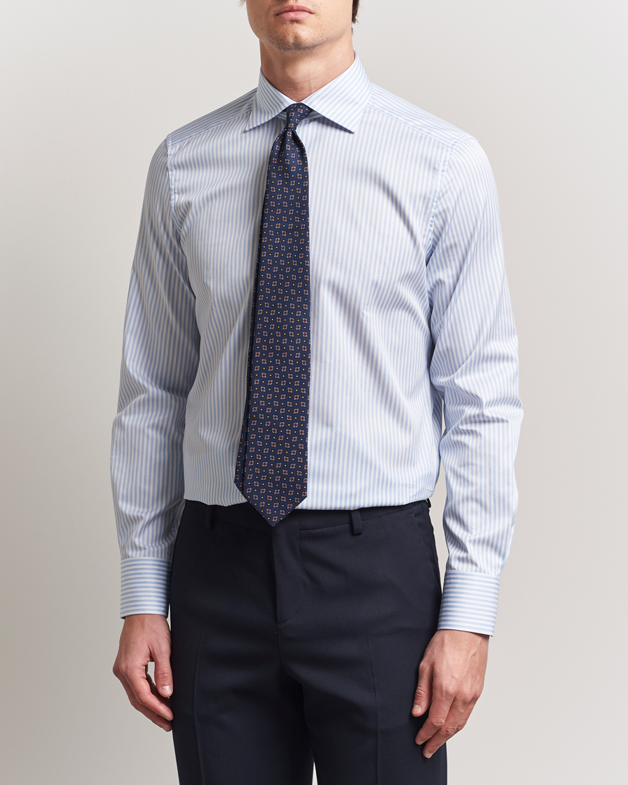 Mies | Kauluspaidat | Stenströms | 1899 Slim Striped Cotton Twill Shirt Blue/White