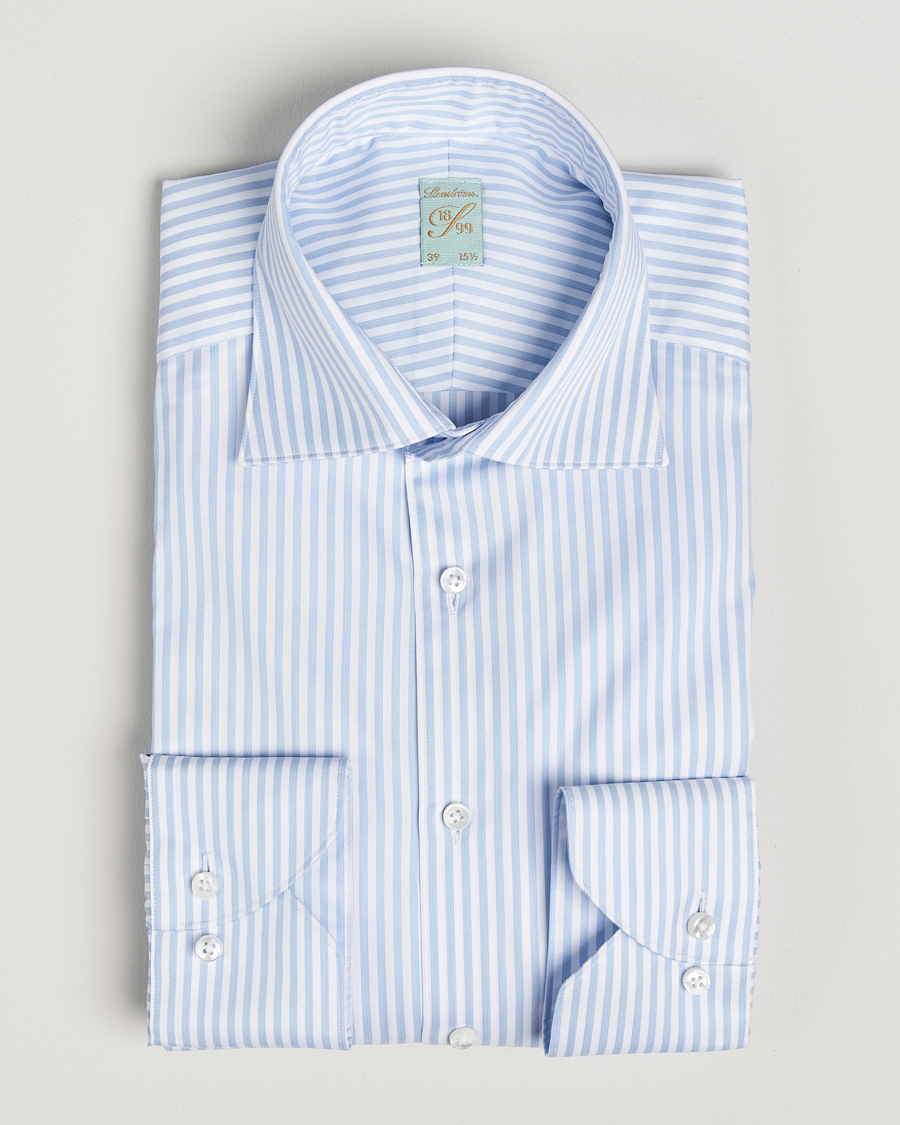 Mies | Kauluspaidat | Stenströms | 1899 Striped Cotton Twill Shirt Blue/White
