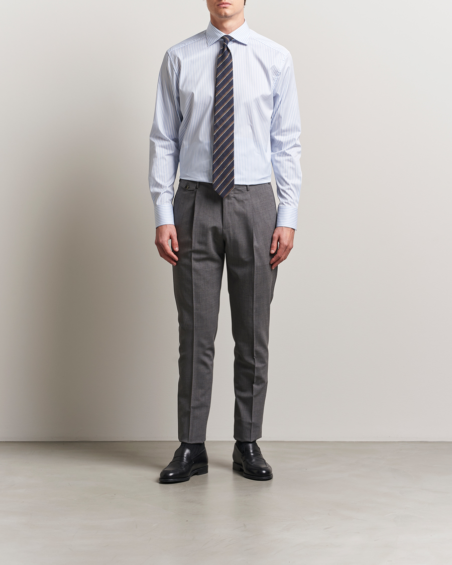 Mies | Kauluspaidat | Stenströms | 1899 Striped Cotton Twill Shirt Blue/White