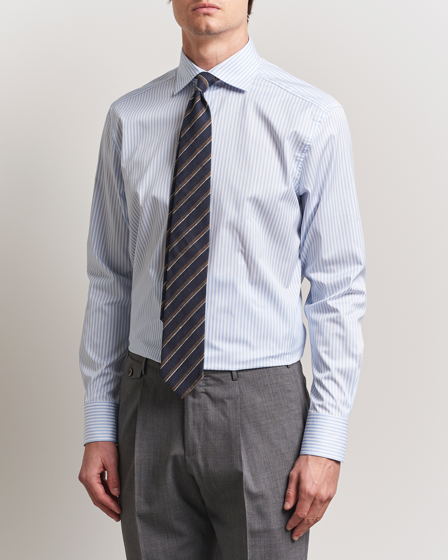 Mies | Kauluspaidat | Stenströms | 1899 Striped Cotton Twill Shirt Blue/White