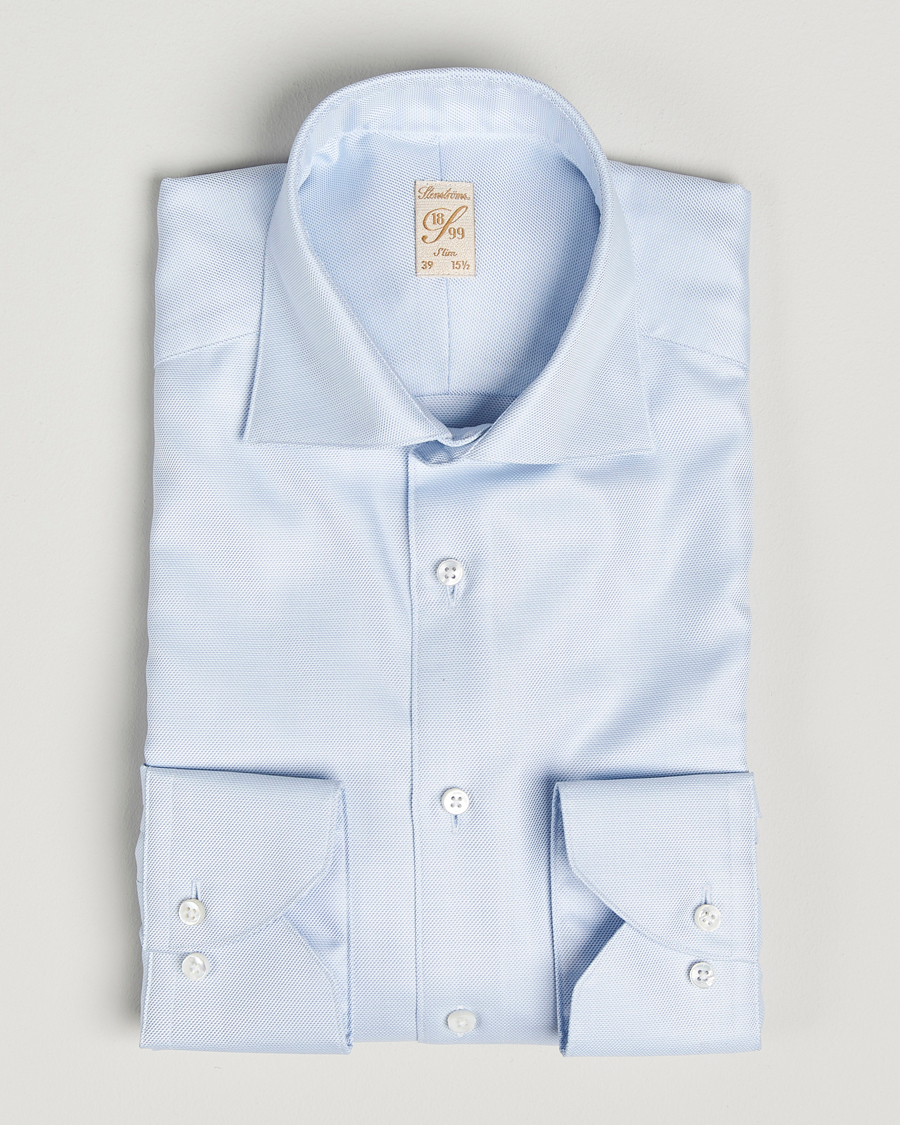 Mies | Kauluspaidat | Stenströms | 1899 Slim Cotton Twill Shirt Light Blue