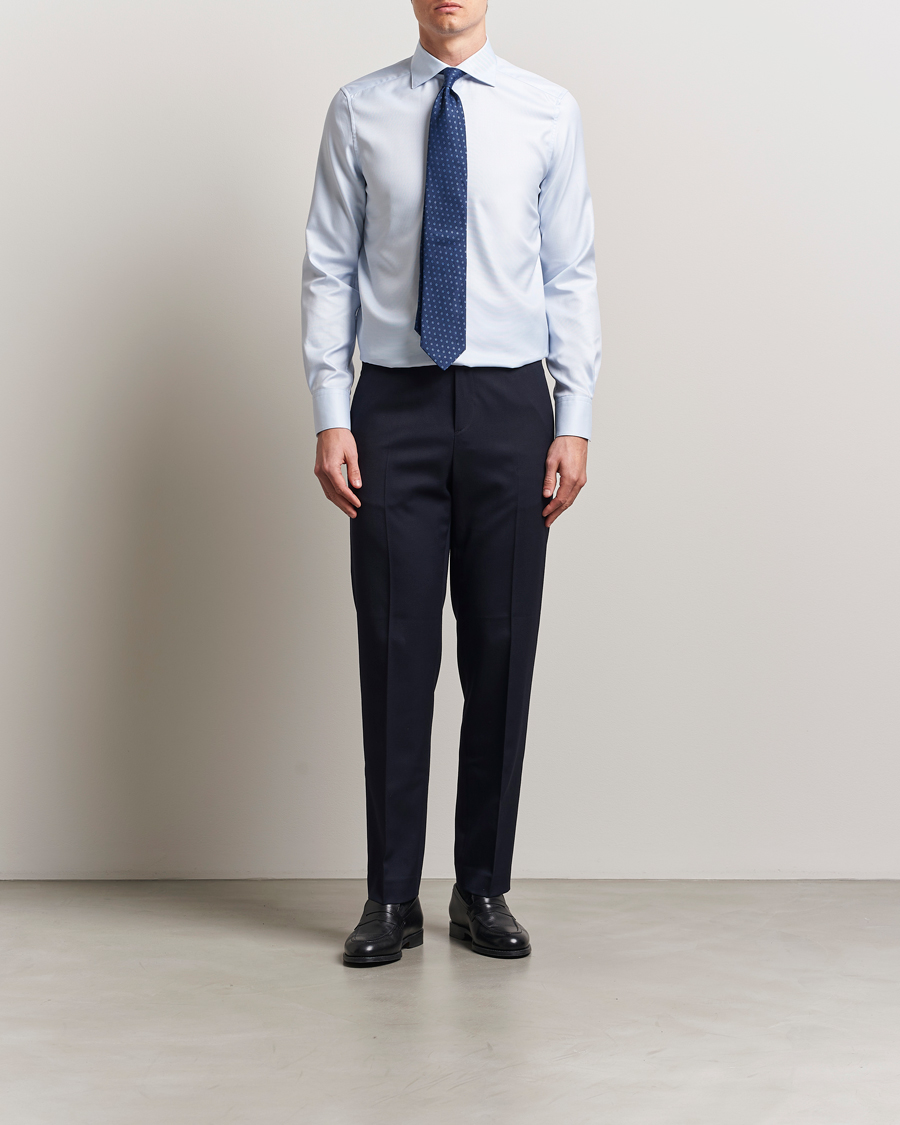 Mies | Kauluspaidat | Stenströms | 1899 Slim Cotton Twill Shirt Light Blue