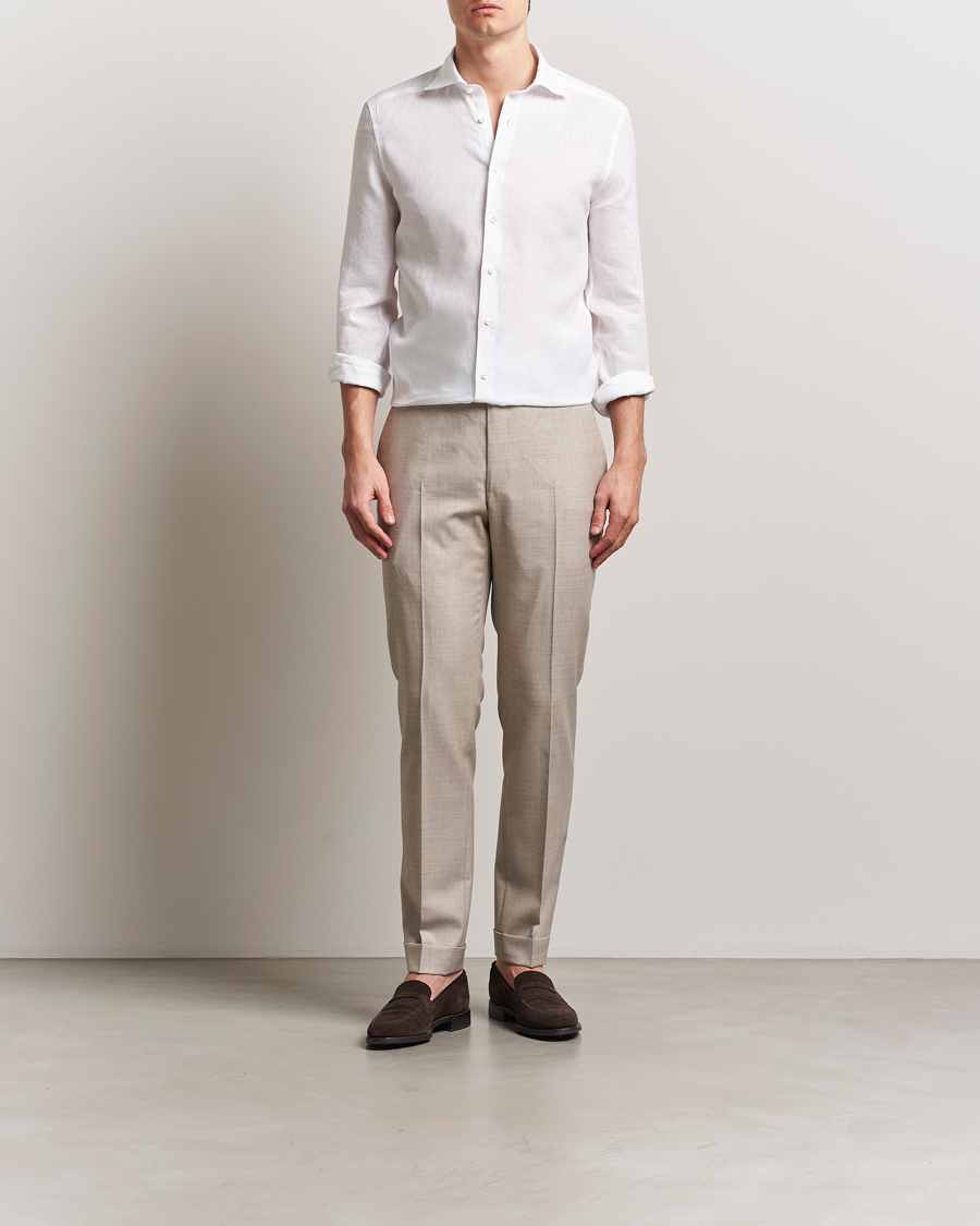 Mies | Kauluspaidat | Stenströms | 1899 Slim Linen Shirt White