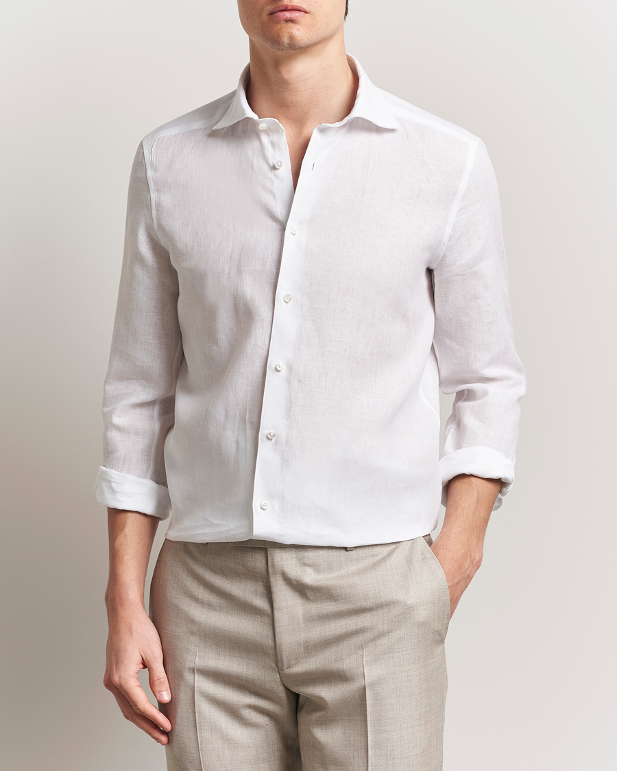 Mies | Kauluspaidat | Stenströms | 1899 Slim Linen Shirt White
