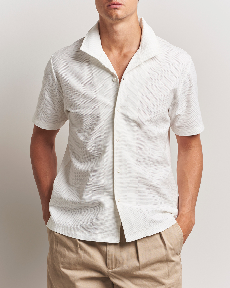 Mies | Kauluspaidat | Sunspel | Open Collar Mesh Shirt Ecru
