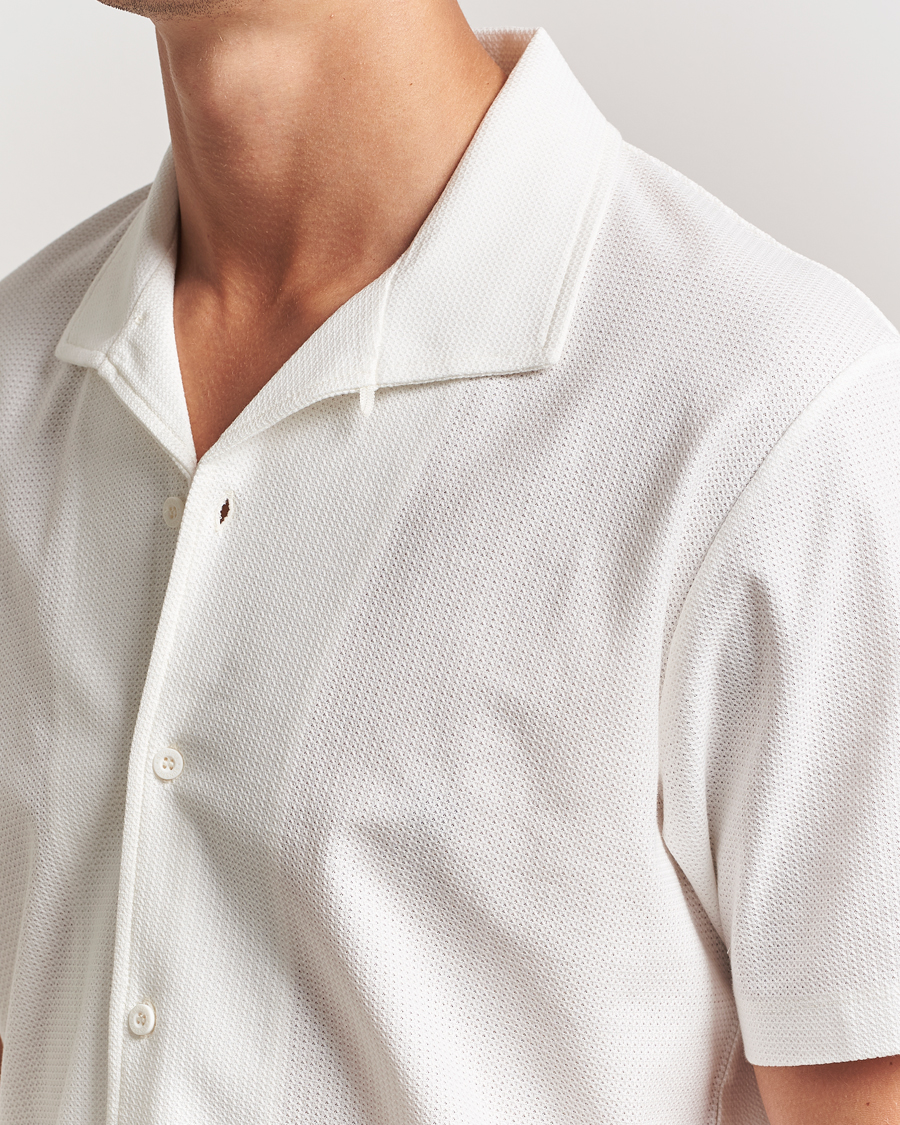 Mies | Kauluspaidat | Sunspel | Open Collar Mesh Shirt Ecru