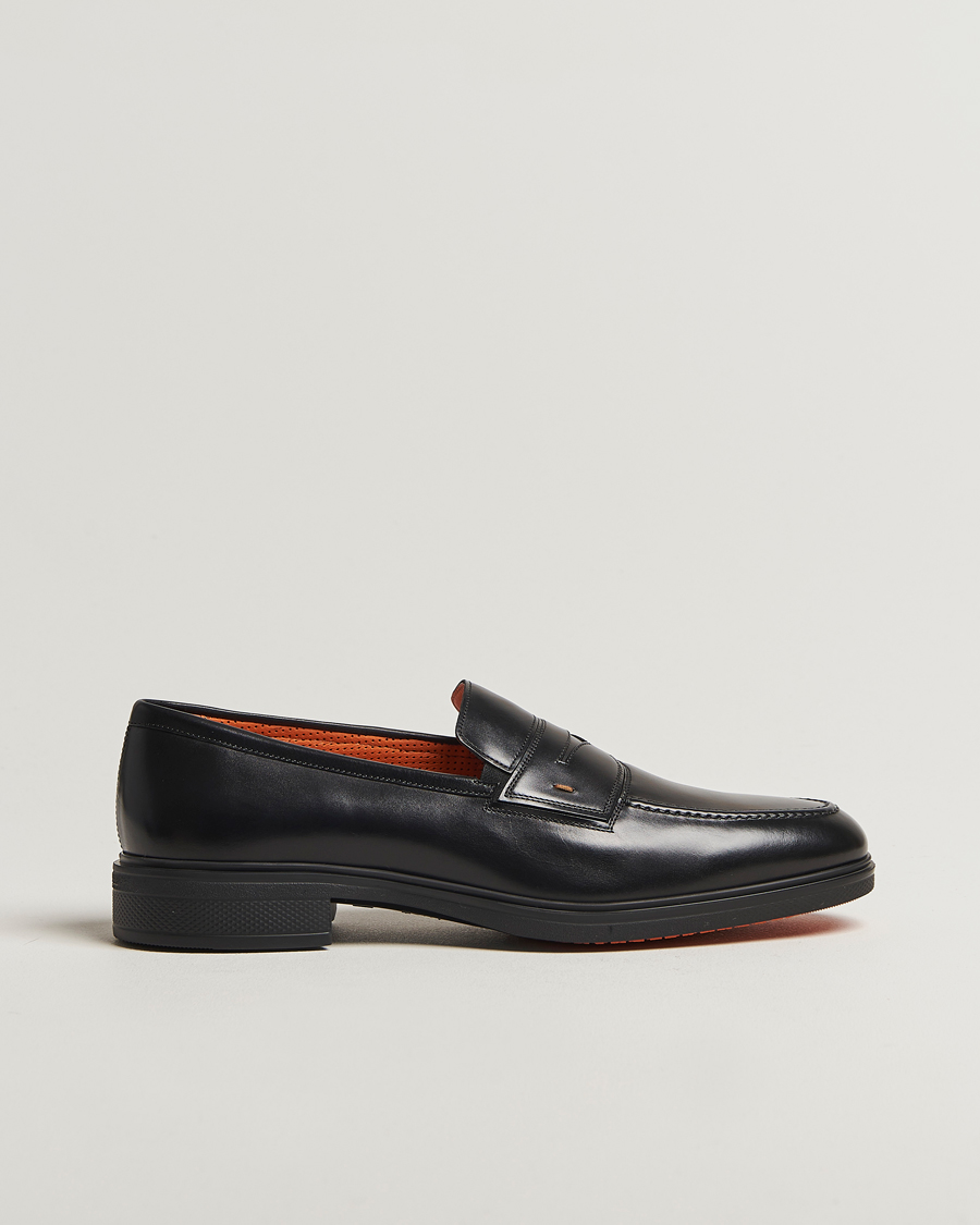 Mies | Loaferit | Santoni | Easy Penny Loafer Black Calf