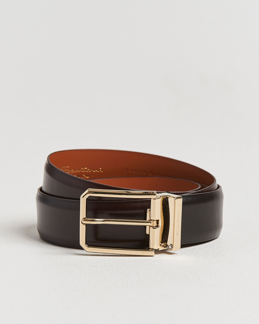 Mies | Vyöt | Santoni | Classic Leather Belt Dark Brown Calf