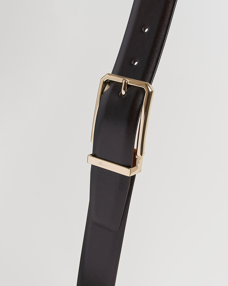 Mies | Vyöt | Santoni | Classic Leather Belt Dark Brown Calf
