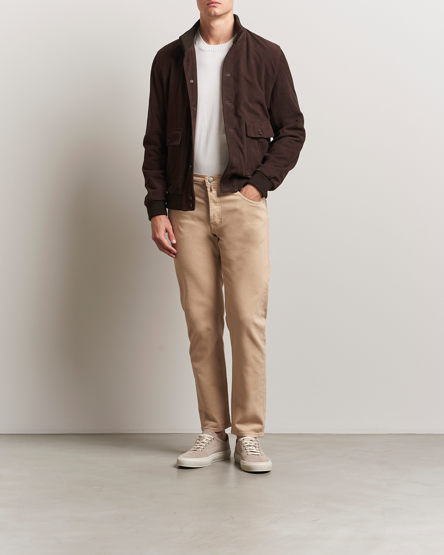 Mies | Housut | Incotex | 5-Pocket Cotton Stretch Pants Beige