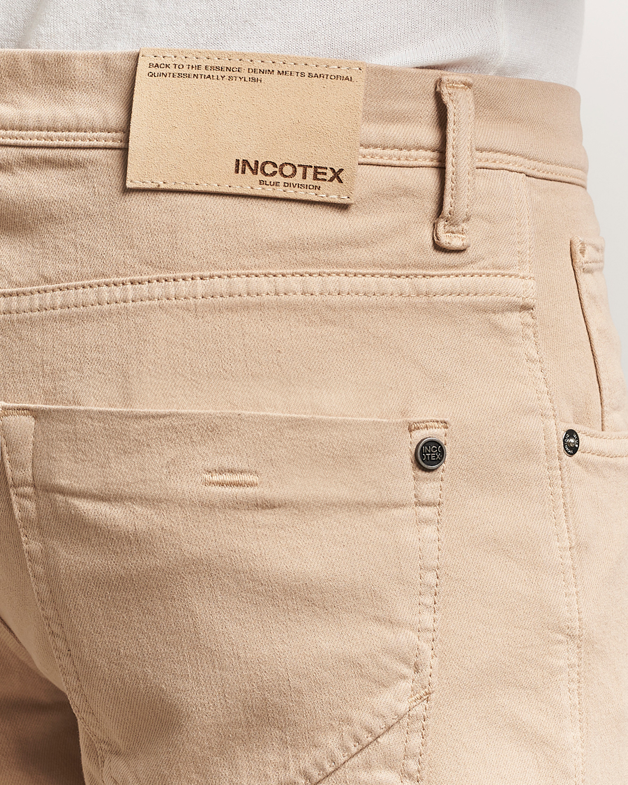 Mies | Housut | Incotex | 5-Pocket Cotton Stretch Pants Beige